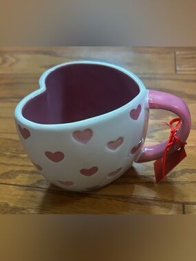 Pink Heart Ceramic Mug - White purple and Pink Heart Pattern